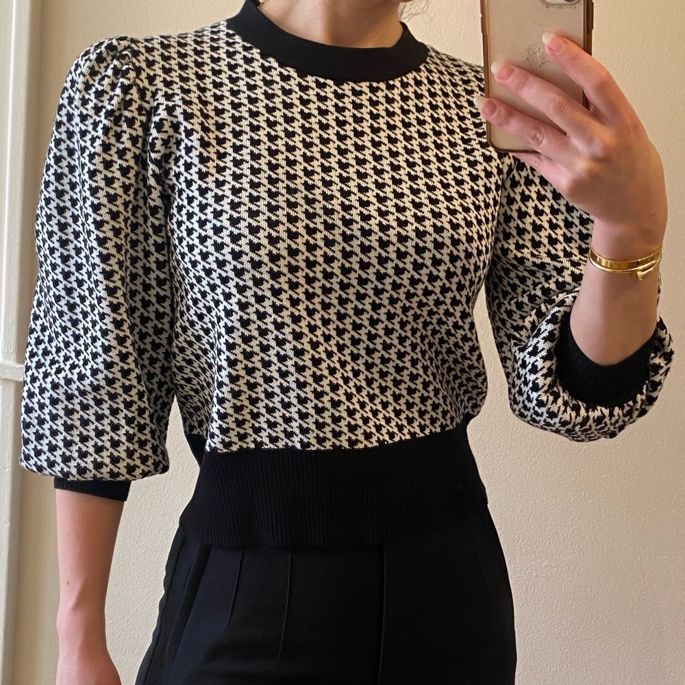 Avantlook Black and White Houndstooth Sweater